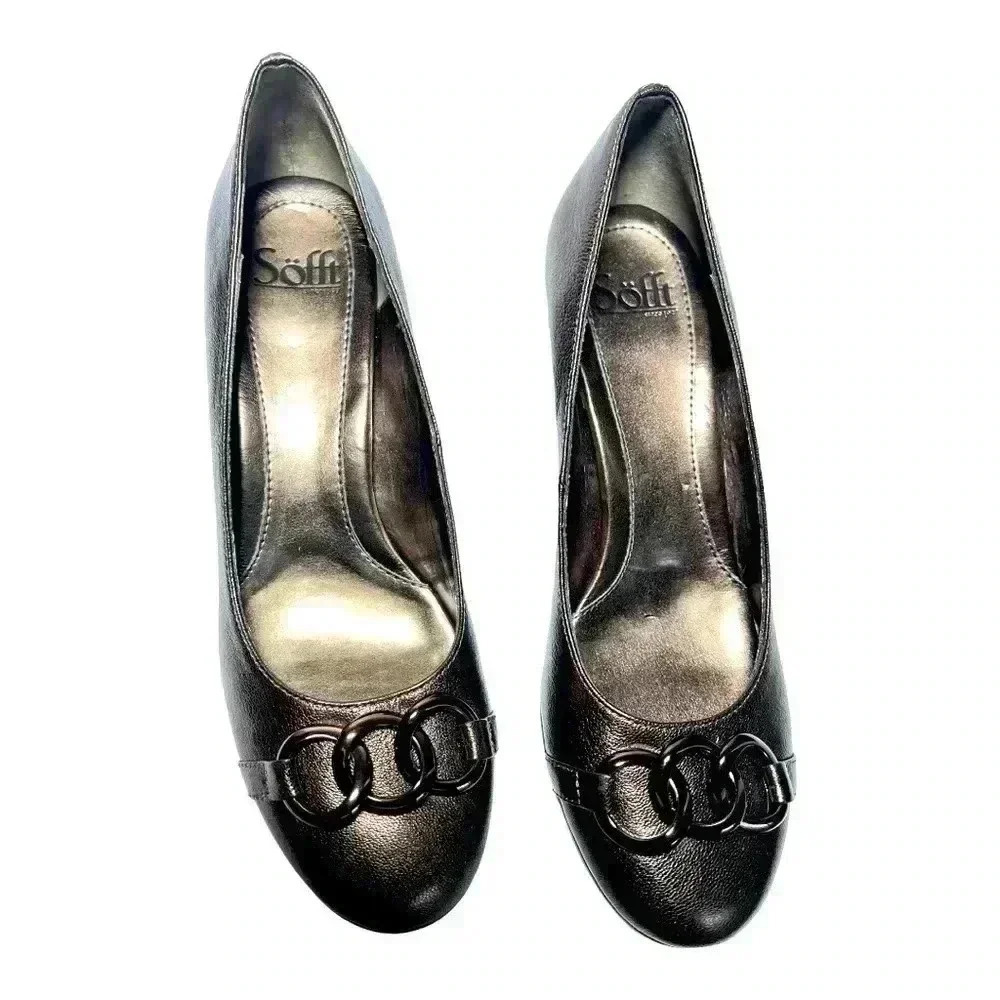 Sofft Women's Size 9.5 Copper Brown Metallic Leather 2”Heels Preowned